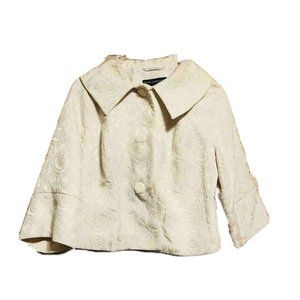 Petite Sophisticate Womens Coat Jacket Tapestry Off‎ White Button Up Wide Collar